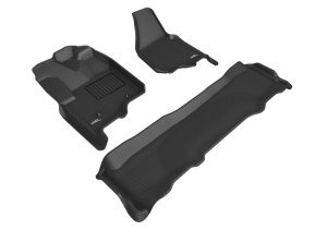 Ford F-250 Supercrew Floor Mat Set - Front + Rear - 3D MAXpider - KAGU Series - Black - `12-`16